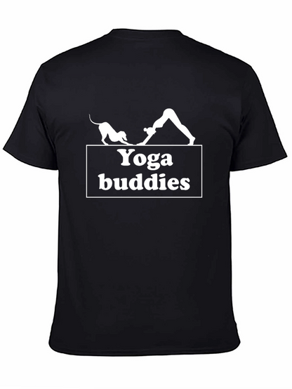 Yoga Buddies Graphic Tee - Black Cotton T-Shirt