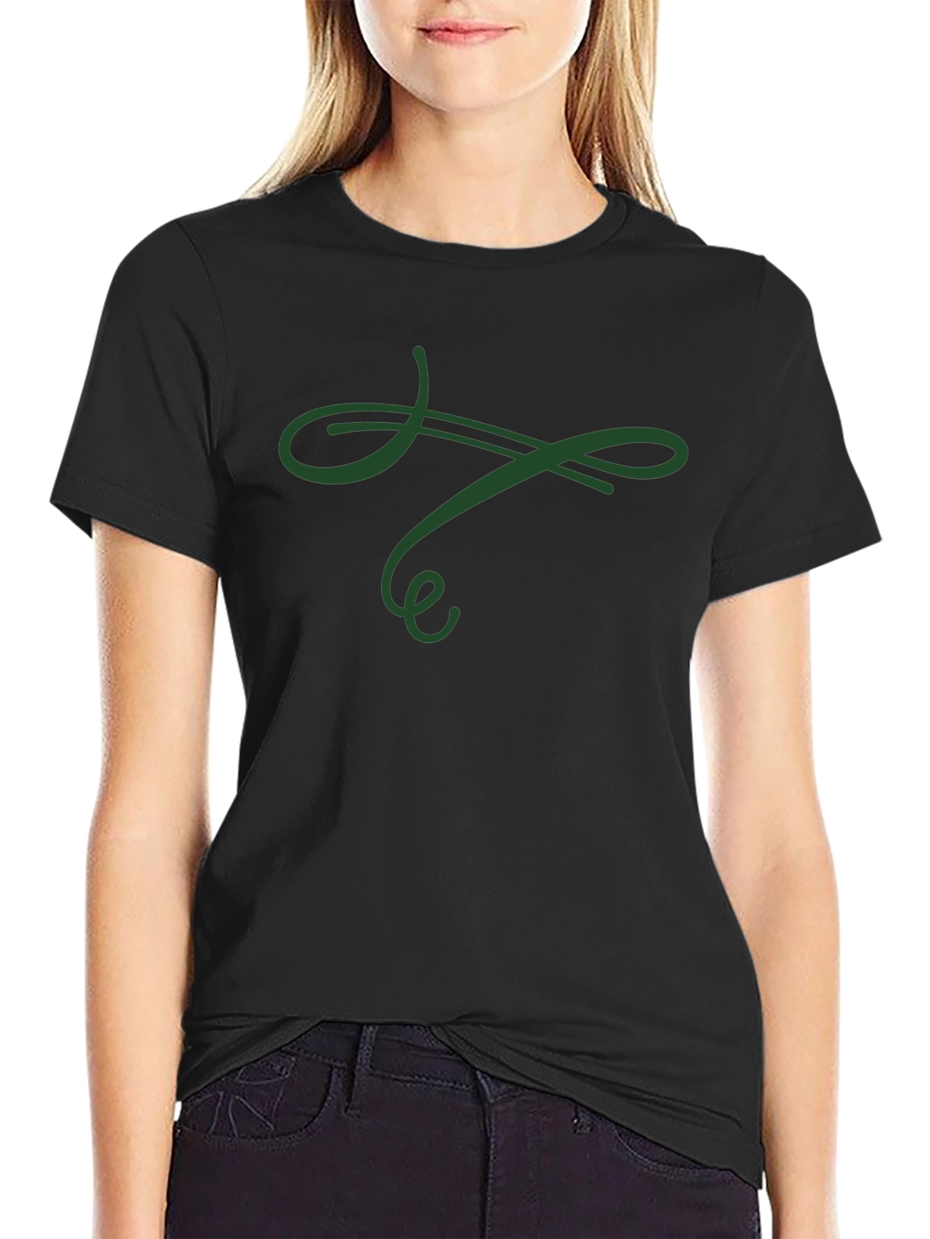 Elegant Swirl Black T-Shirt