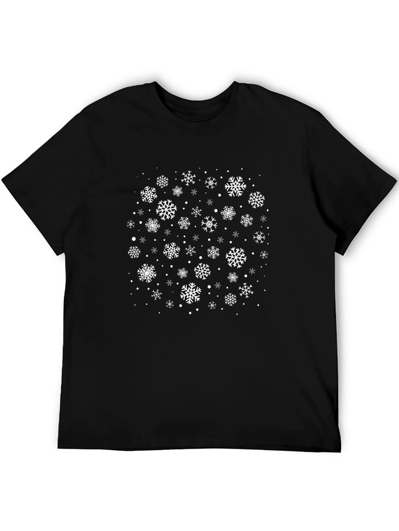 Snowflake Patterned Black T-Shirt