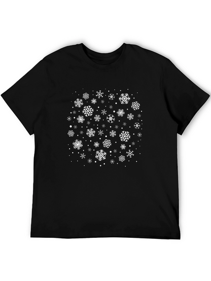 Snowflake Patterned Black T-Shirt