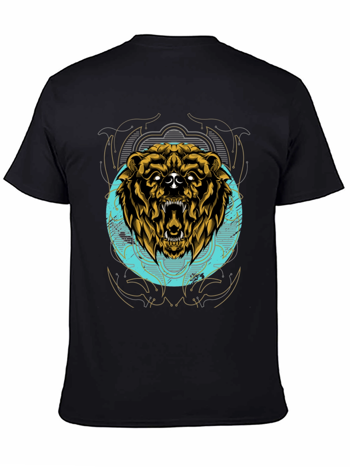 Grizzly Bear Graphic Tee - Mens Black T-Shirt