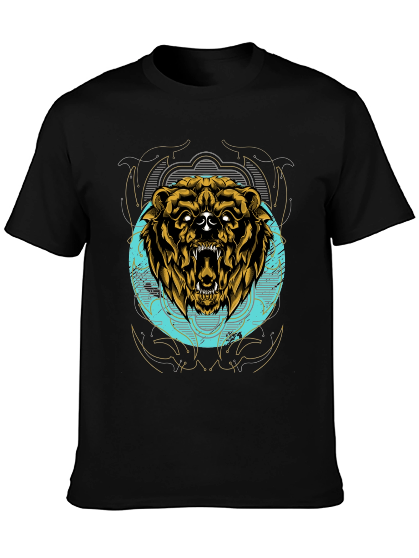 Grizzly Bear Graphic Tee - Mens Black T-Shirt