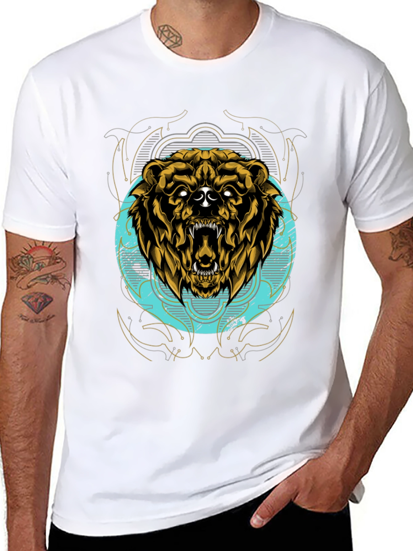 Grizzly Bear Graphic Tee - Mens Black T-Shirt