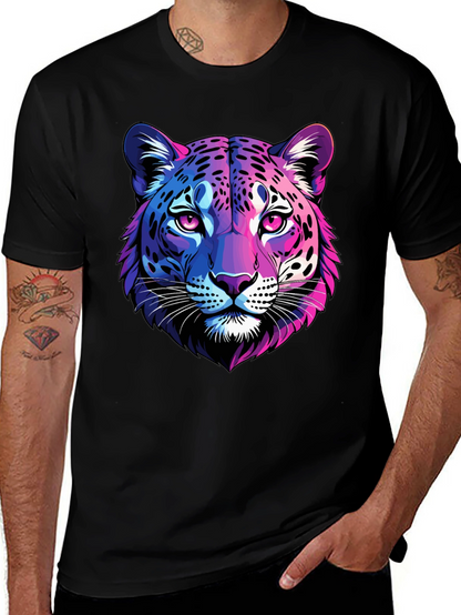 Neon Leopard Graphic Tee - Mens Black T-Shirt