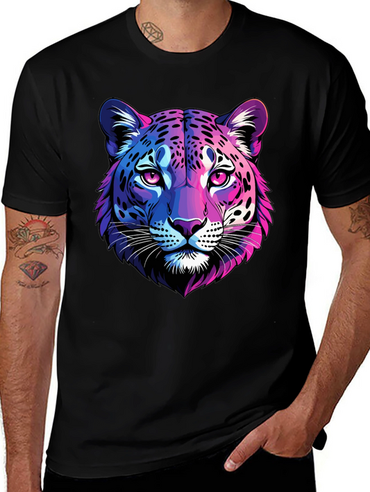 Neon Leopard Graphic Tee - Mens Black T-Shirt