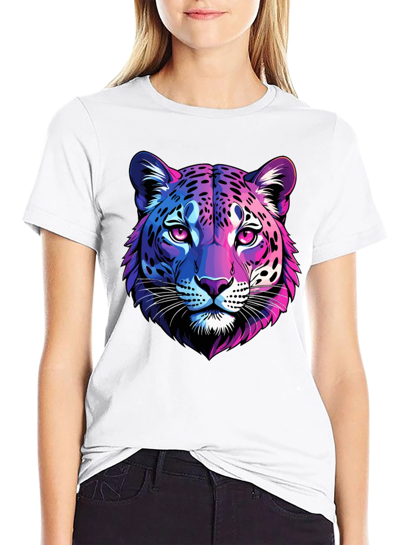 Neon Leopard Graphic Tee - Mens Black T-Shirt