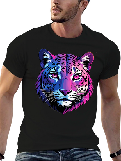 Neon Leopard Graphic Tee - Mens Black T-Shirt
