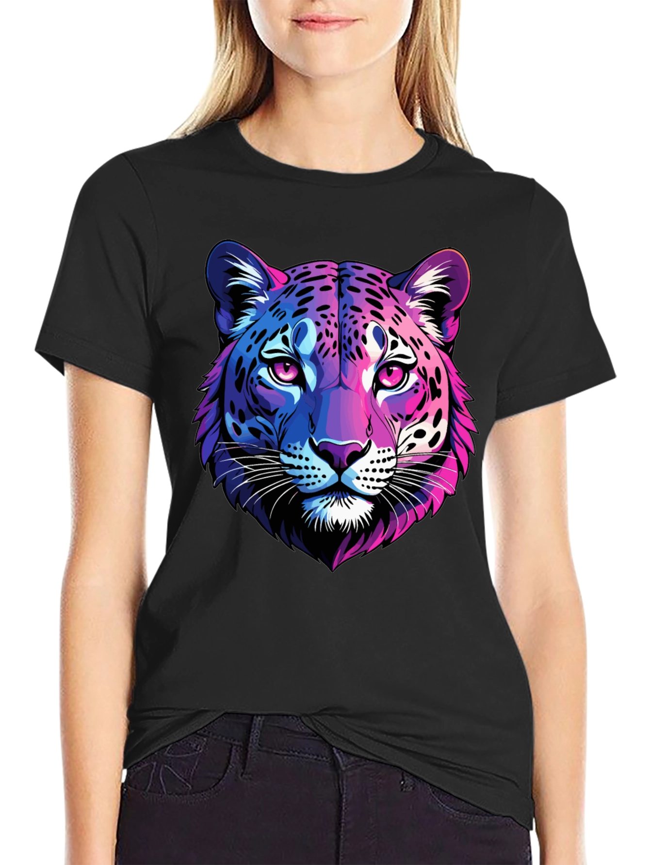 Neon Leopard Graphic Tee - Mens Black T-Shirt