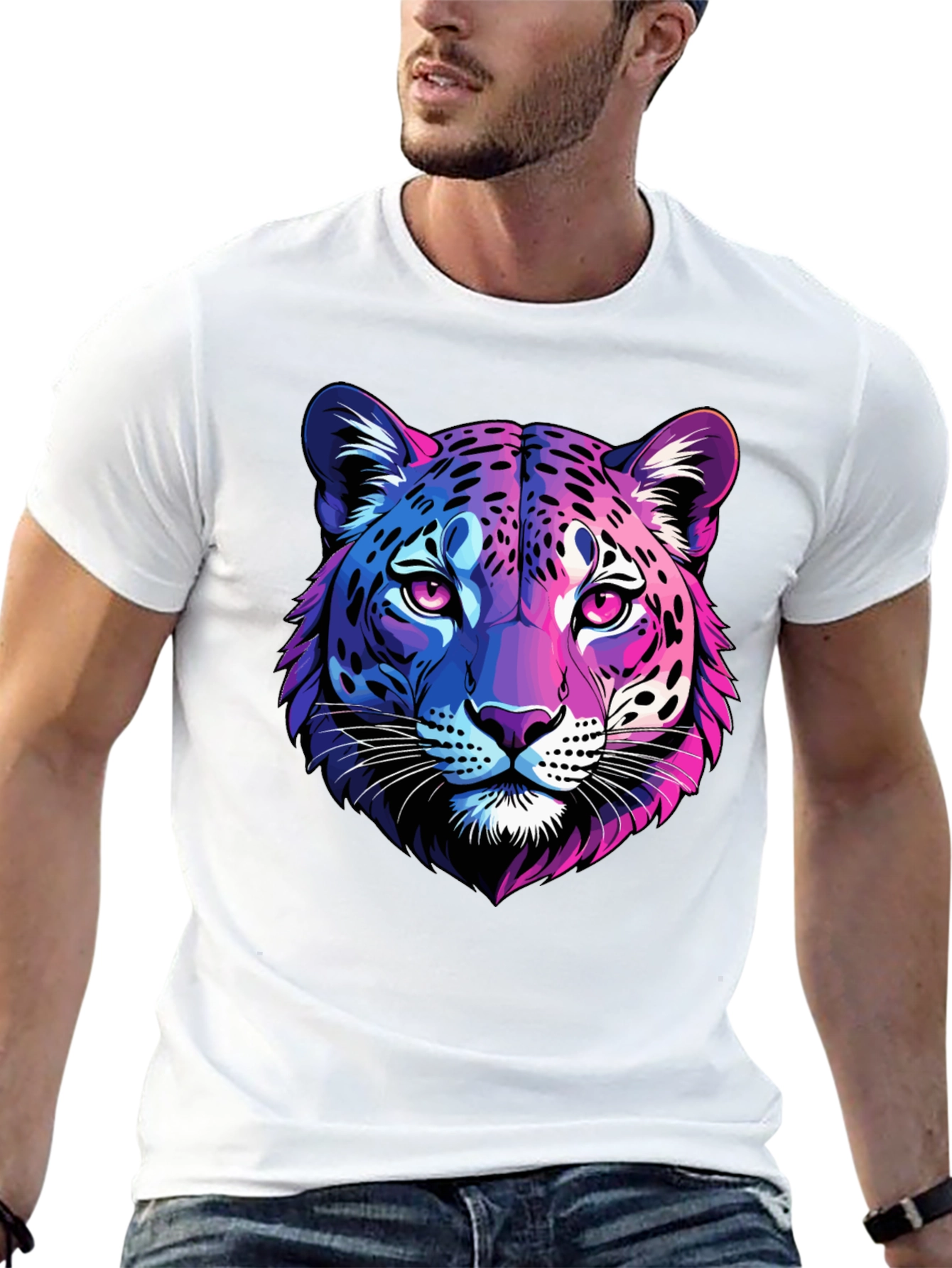 Neon Leopard Graphic Tee - Mens Black T-Shirt