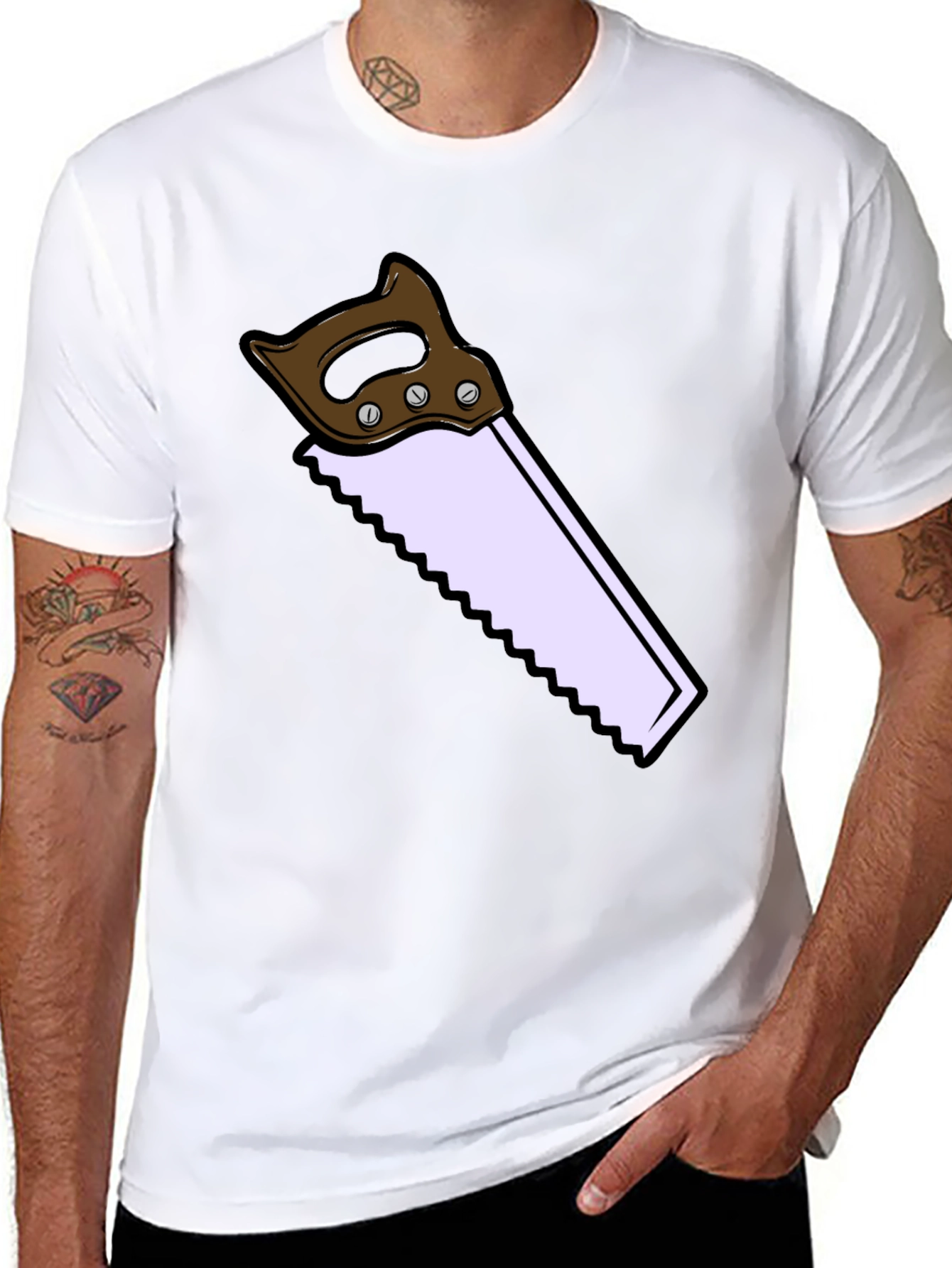 Novelty Saw Graphic T-Shirt - Black