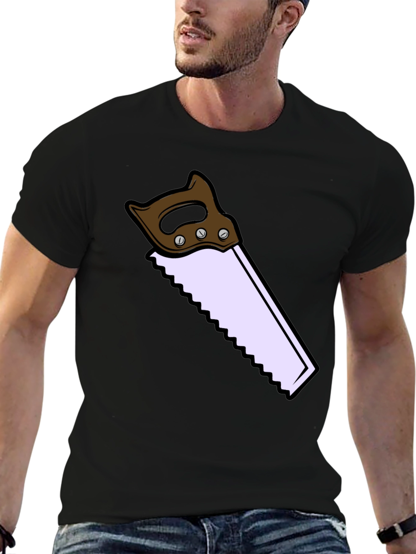 Novelty Saw Graphic T-Shirt - Black
