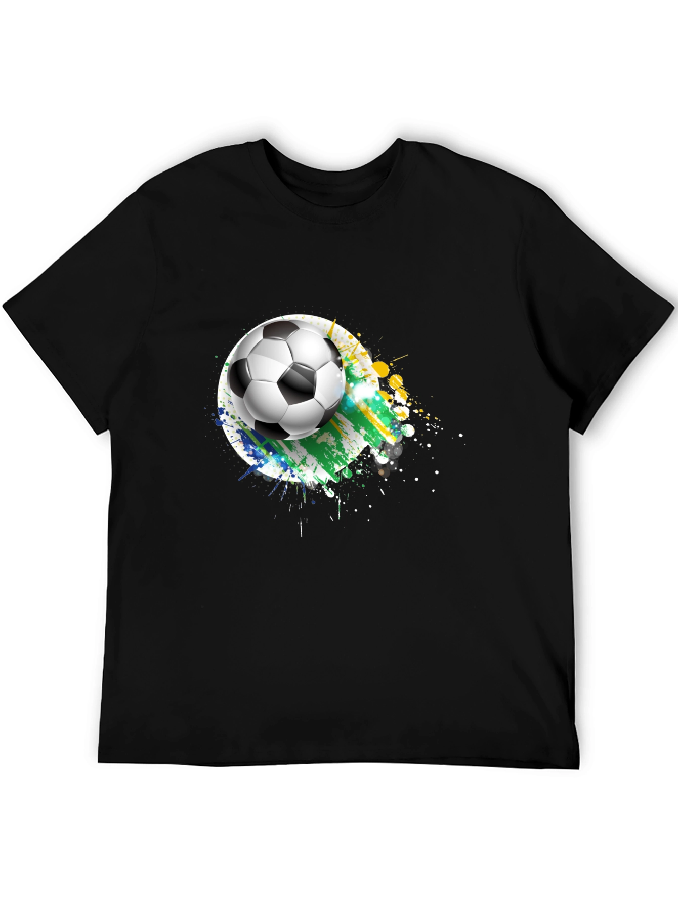 Soccer Ball Graphic Tee - Black Cotton T-Shirt