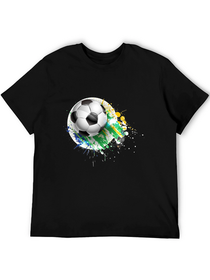 Soccer Ball Graphic Tee - Black Cotton T-Shirt