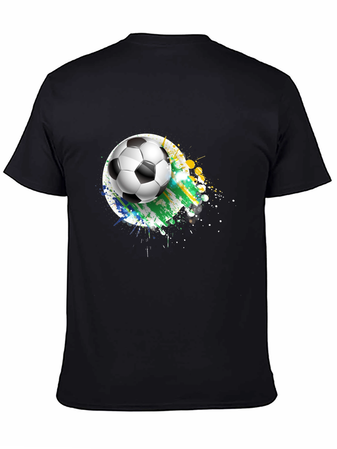 Soccer Ball Graphic Tee - Black Cotton T-Shirt