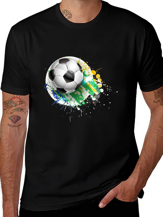 Soccer Ball Graphic Tee - Black Cotton T-Shirt