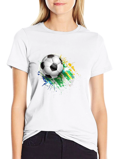 Soccer Ball Graphic Tee - Black Cotton T-Shirt