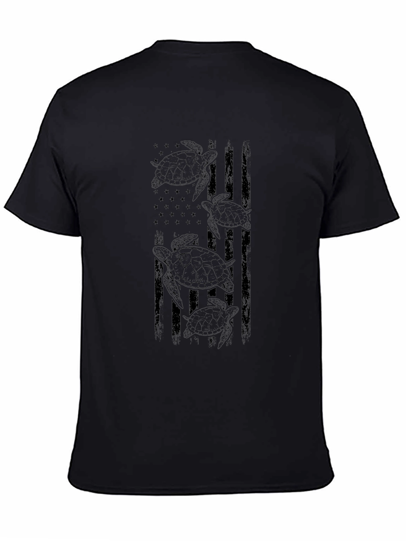 Mens Black Turtle Flag Graphic Tee