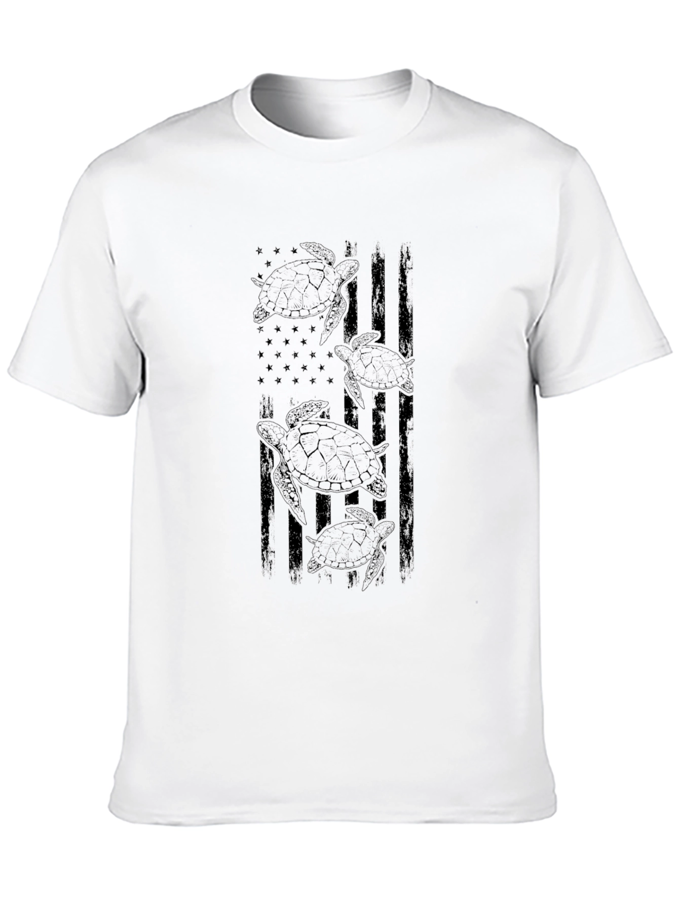 Mens Black Turtle Flag Graphic Tee