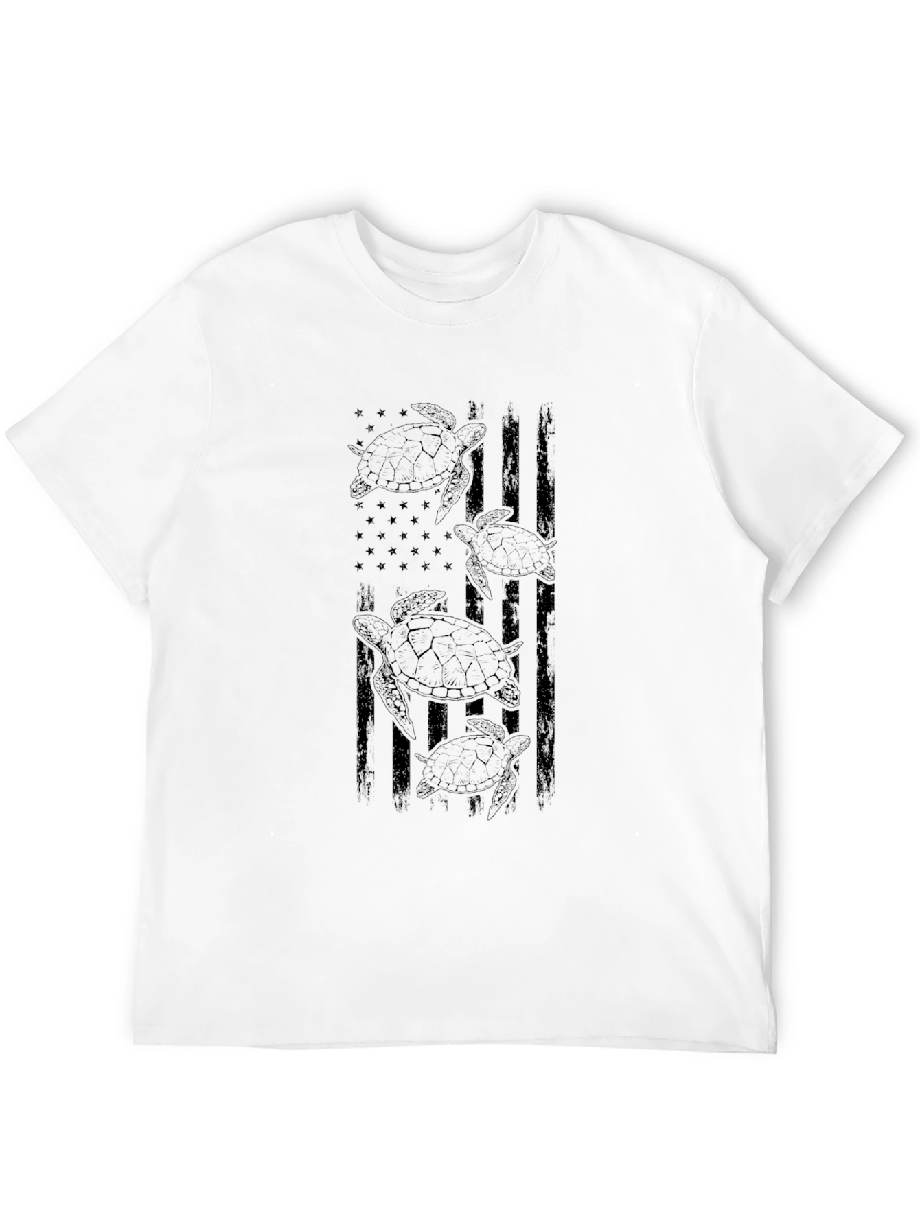 Mens Black Turtle Flag Graphic Tee