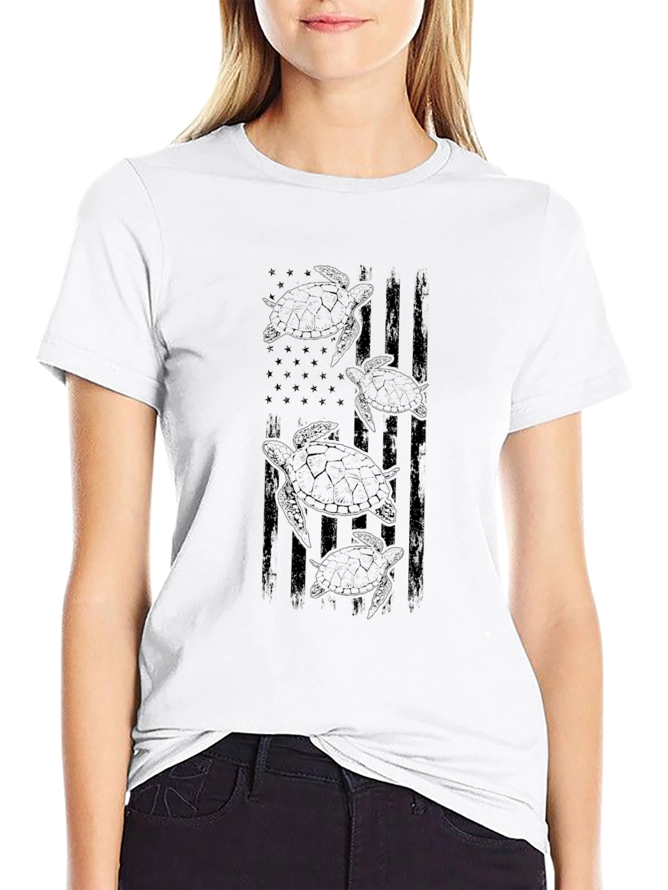 Mens Black Turtle Flag Graphic Tee