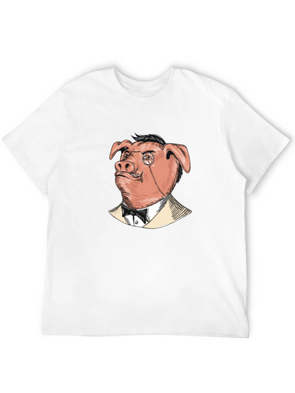 Pig in Suit Graphic Tee - Mens Black T-Shirt