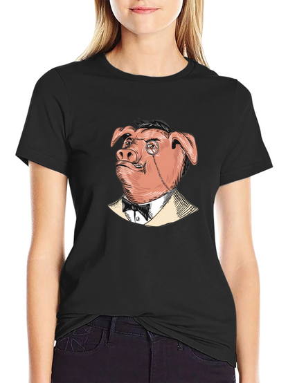 Pig in Suit Graphic Tee - Mens Black T-Shirt