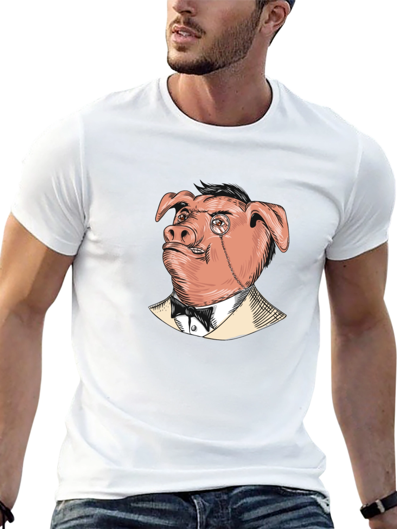 Pig in Suit Graphic Tee - Mens Black T-Shirt