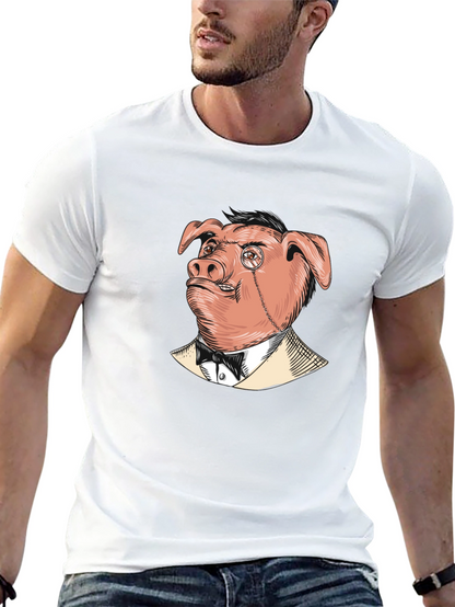 Pig in Suit Graphic Tee - Mens Black T-Shirt