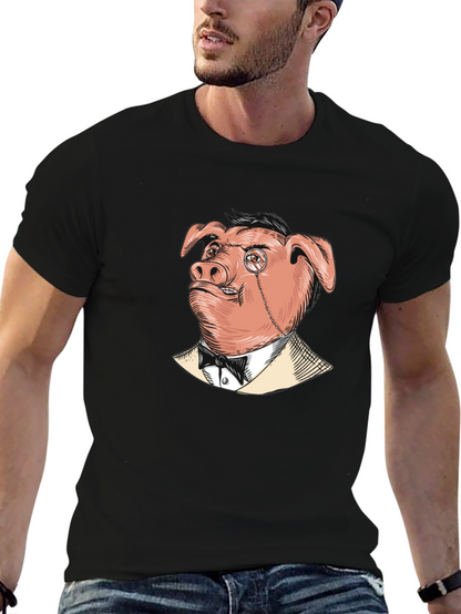 Pig in Suit Graphic Tee - Mens Black T-Shirt