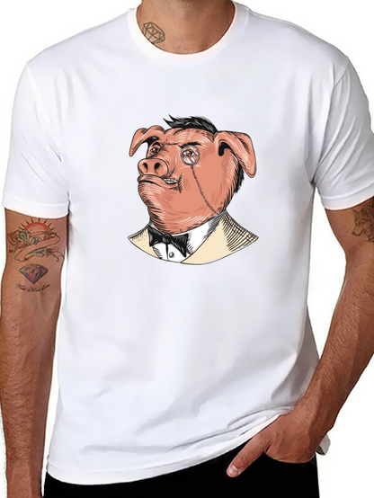 Pig in Suit Graphic Tee - Mens Black T-Shirt