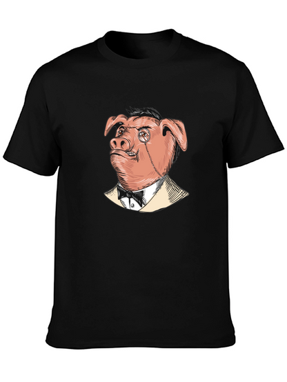 Pig in Suit Graphic Tee - Mens Black T-Shirt