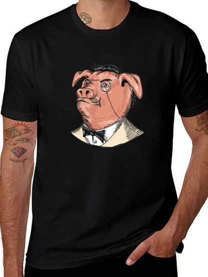 Pig in Suit Graphic Tee - Mens Black T-Shirt
