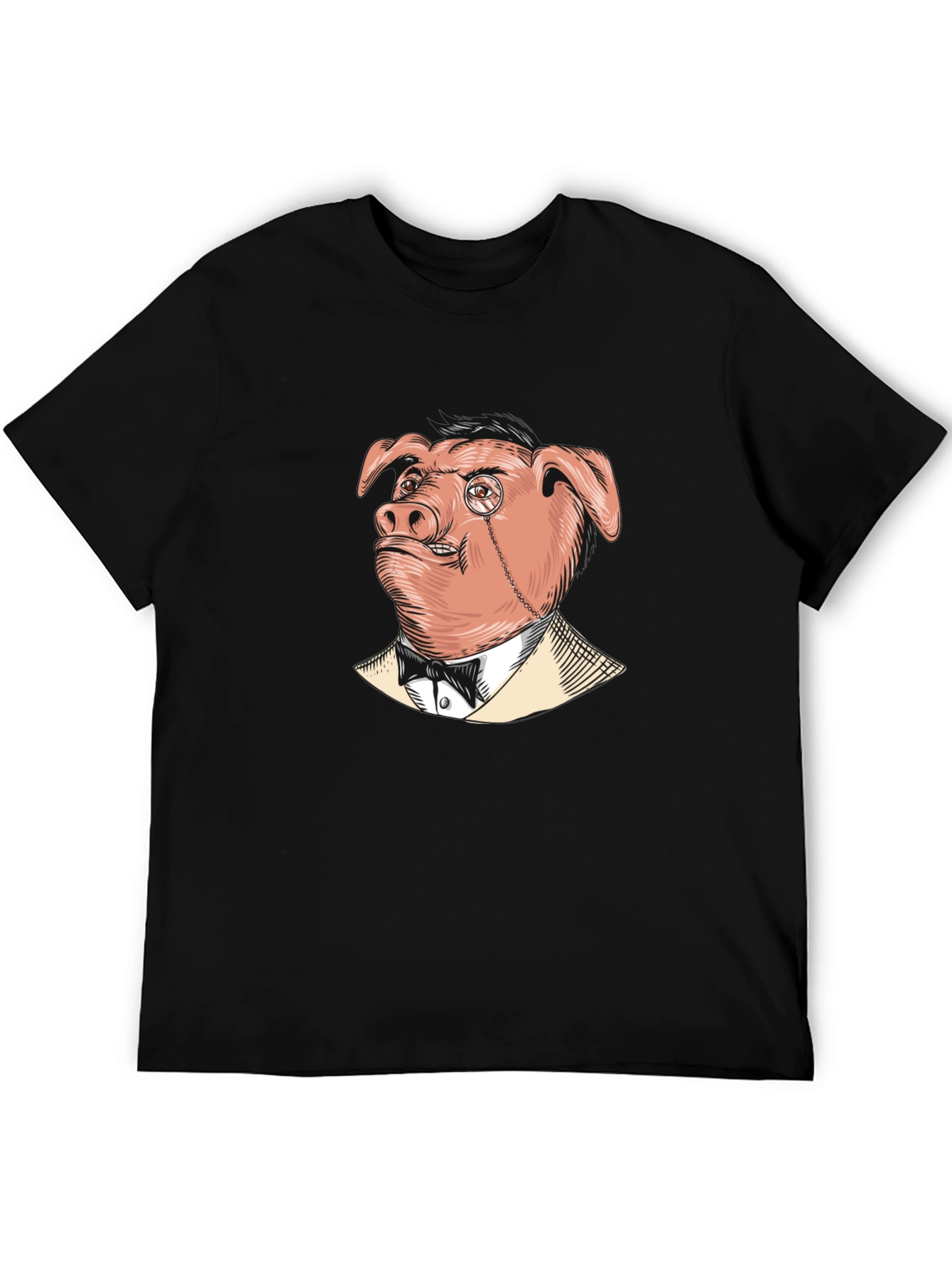 Pig in Suit Graphic Tee - Mens Black T-Shirt