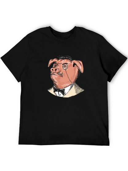Pig in Suit Graphic Tee - Mens Black T-Shirt