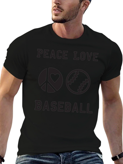 Peace Love Baseball Graphic Tee - Black