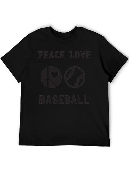 Peace Love Baseball Graphic Tee - Black