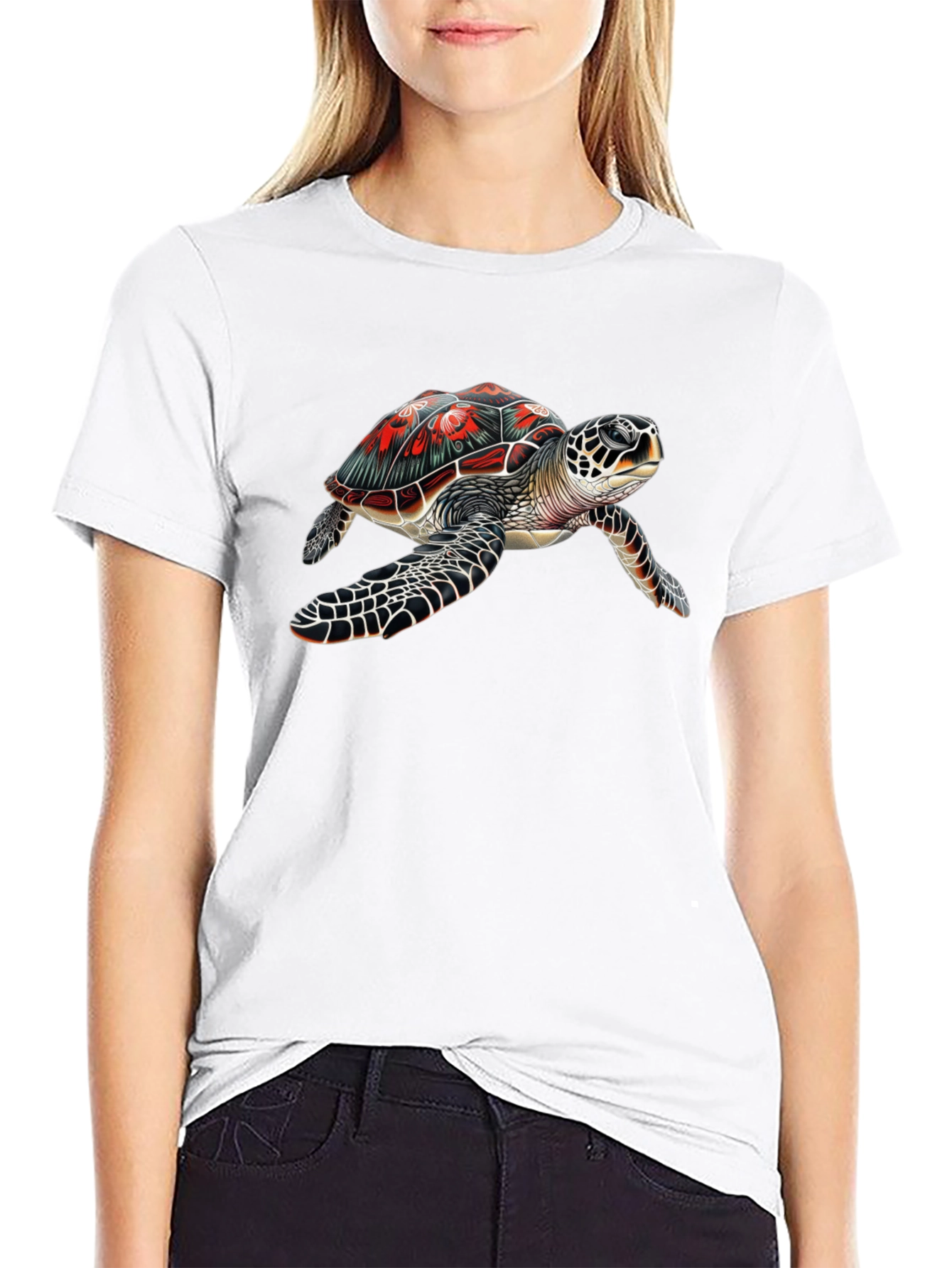 Sea Turtle Graphic Tee - Black Cotton Comfort