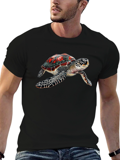 Sea Turtle Graphic Tee - Black Cotton Comfort