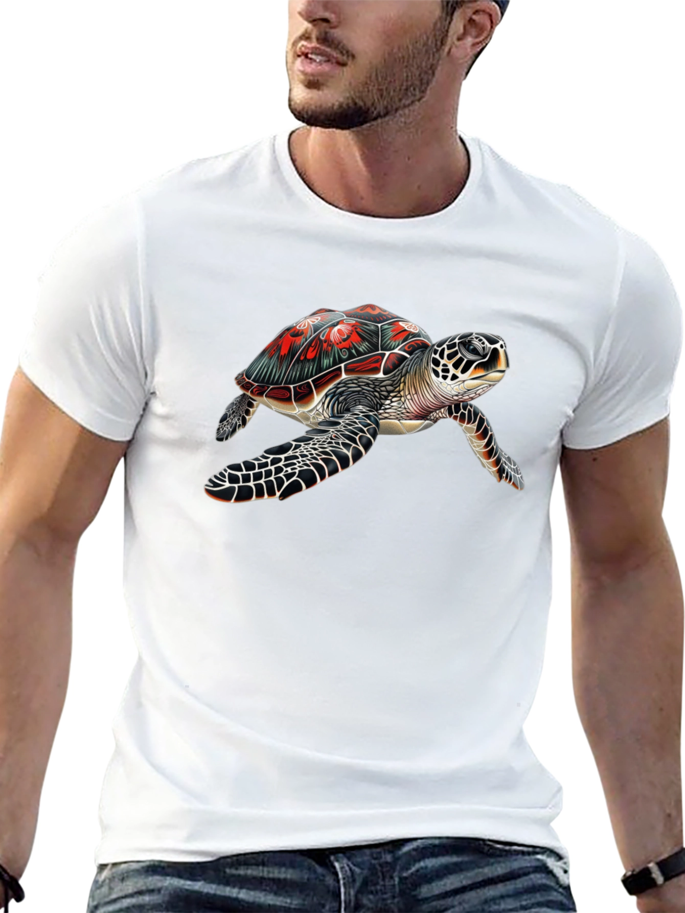 Sea Turtle Graphic Tee - Black Cotton Comfort