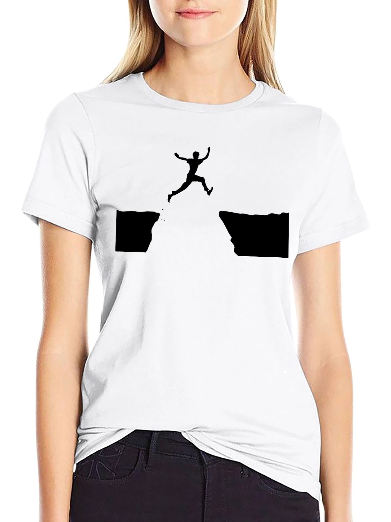 Leap of Faith Graphic Tee - Black Cotton T-Shirt