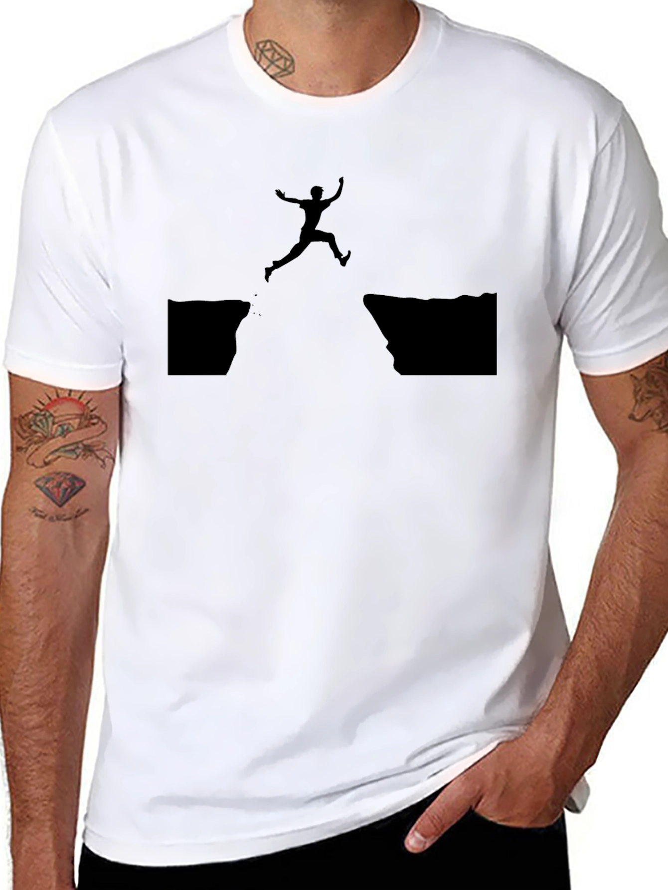 Leap of Faith Graphic Tee - Black Cotton T-Shirt