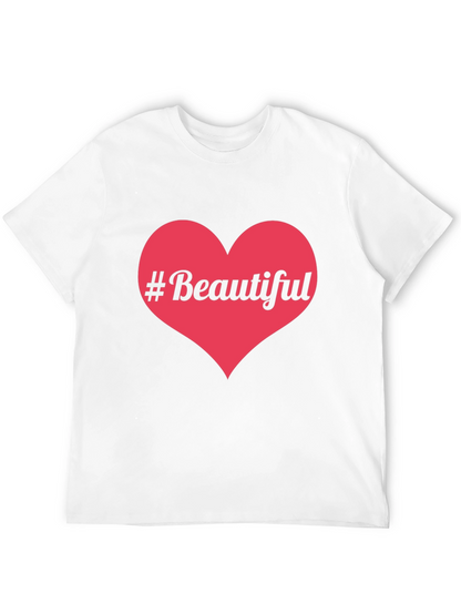 #Beautiful Heart Graphic Print Black T-Shirt