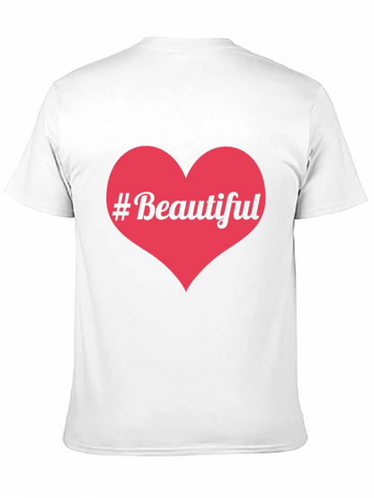 #Beautiful Heart Graphic Print Black T-Shirt