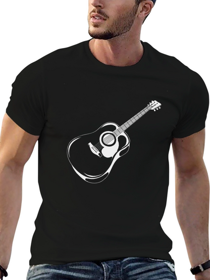 Mens Black Guitar Graphic Tee