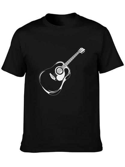 Mens Black Guitar Graphic Tee