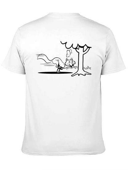 Cartoon Fox Chase Black T-Shirt