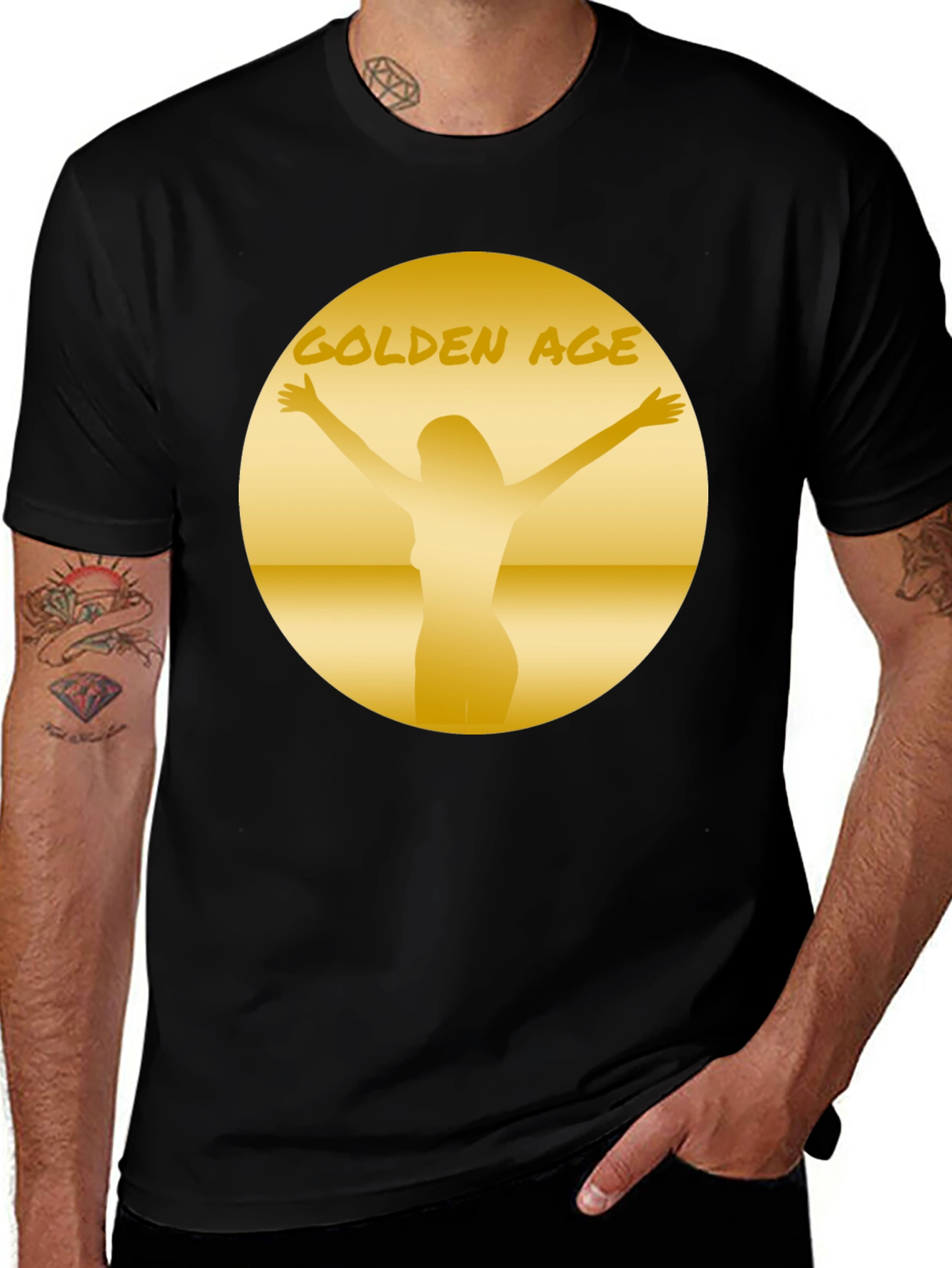 Golden Age Graphic Tee - Black Cotton T-Shirt