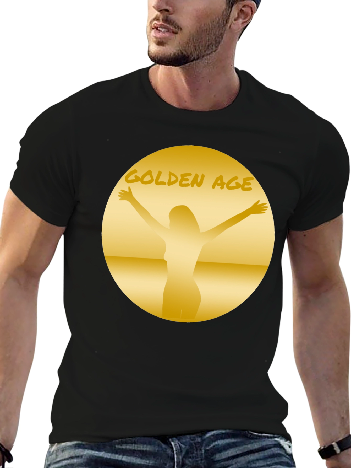 Golden Age Graphic Tee - Black Cotton T-Shirt
