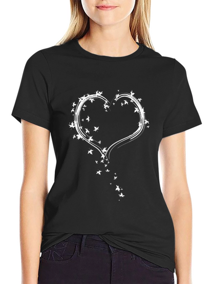 Heart Stars Graphic Tee - Modern Black T-Shirt