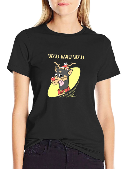 Festive Dog Graphic Tee - Holiday Humor Shirt